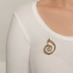 "Помпилиус" брошь в золотом покрытии из коллекции "Красное море" от Jenavi с замком булавка