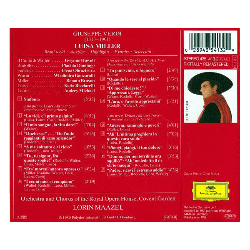 Placido Domingo, Katia Ricciarelli, Renato Bruson, Gwynne Howell, Lorin Maazel / Verdi: Luisa Miller (CD)