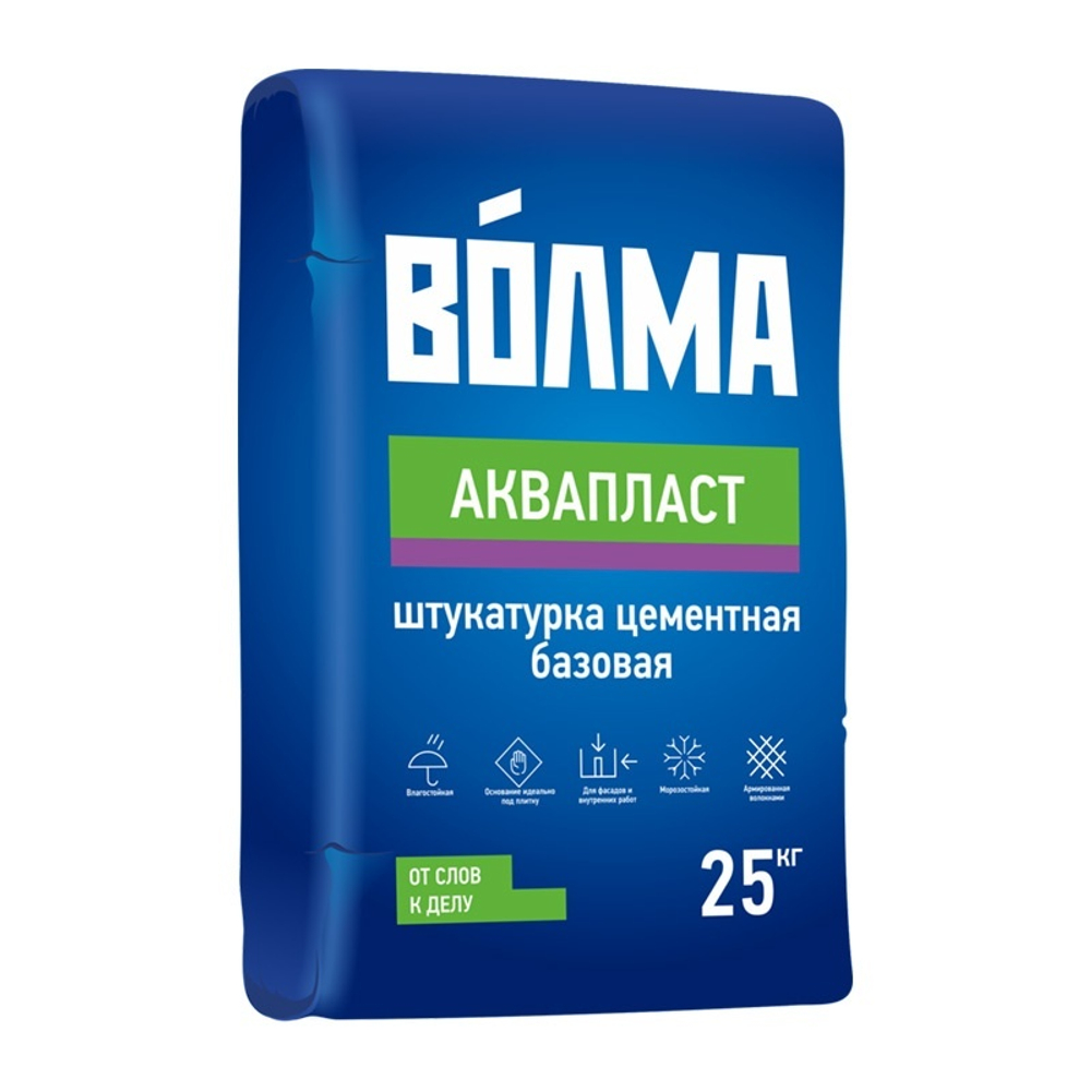 Штукатурка цементная Волма Аквапласт, базовая, 25 кг