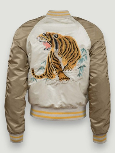 Куртка бомбер Alpha Souvenir Tiger Flight Jacket (белый бежевый)
