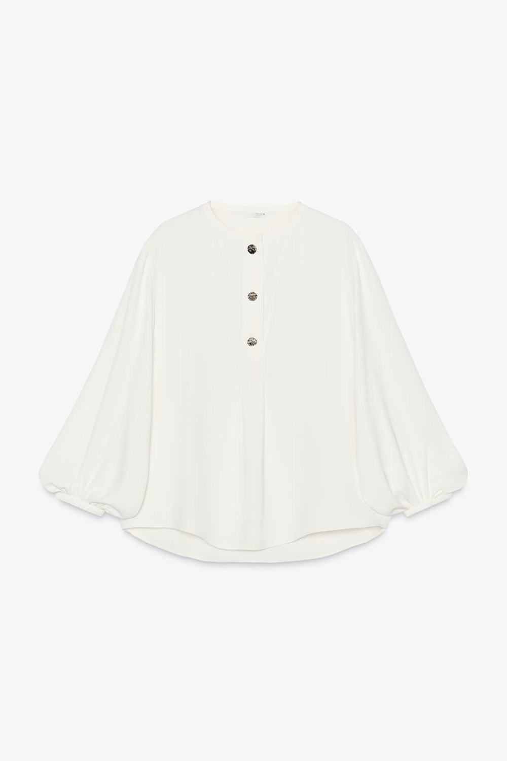 ZARA СТРУЯЩАЯСЯ БЛУЗА ИЗ КРЕПА, ЭКРЮ