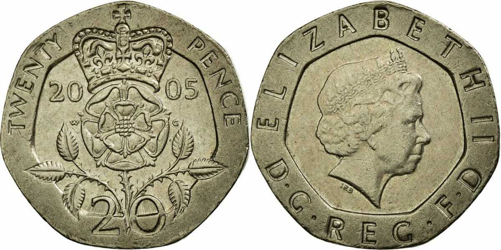 Великобритания 20 пенсов, 1998-2008 Королева Елизавета II XF