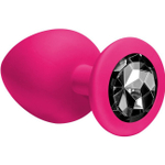 Большая силиконовая пробка с черным кристаллом Cutie Large (9,6 см , розовый с черным) (Цвет: розовый с черным)