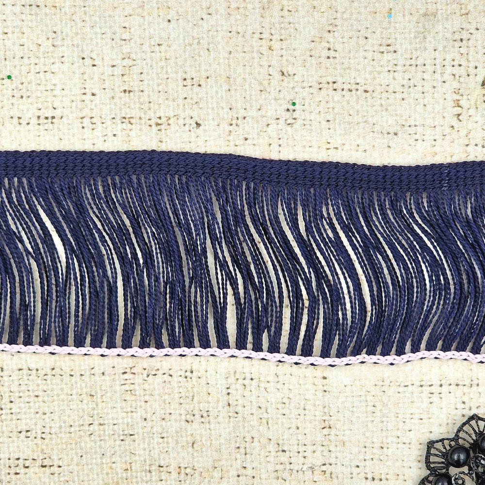 Тесьма текстиль бахрома, ш. 7 см, т.синий