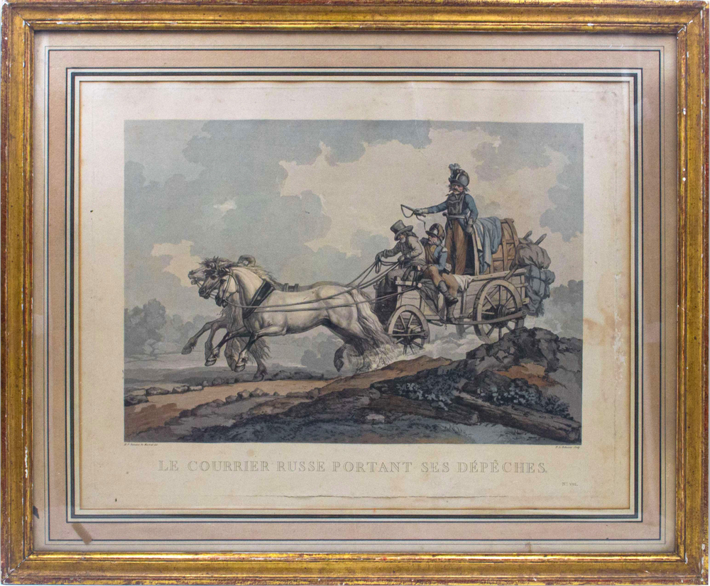 Дебюкур Филибер-Луи. Русский курьер, развозящий депеши. Бумага, акватинта. 1813-1814 гг.