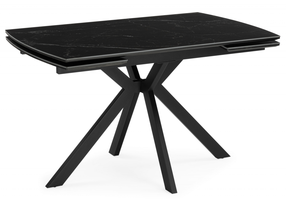 Керамический стол Woodville Катчел-2 120(180)x80 matte черный мрамор, черный