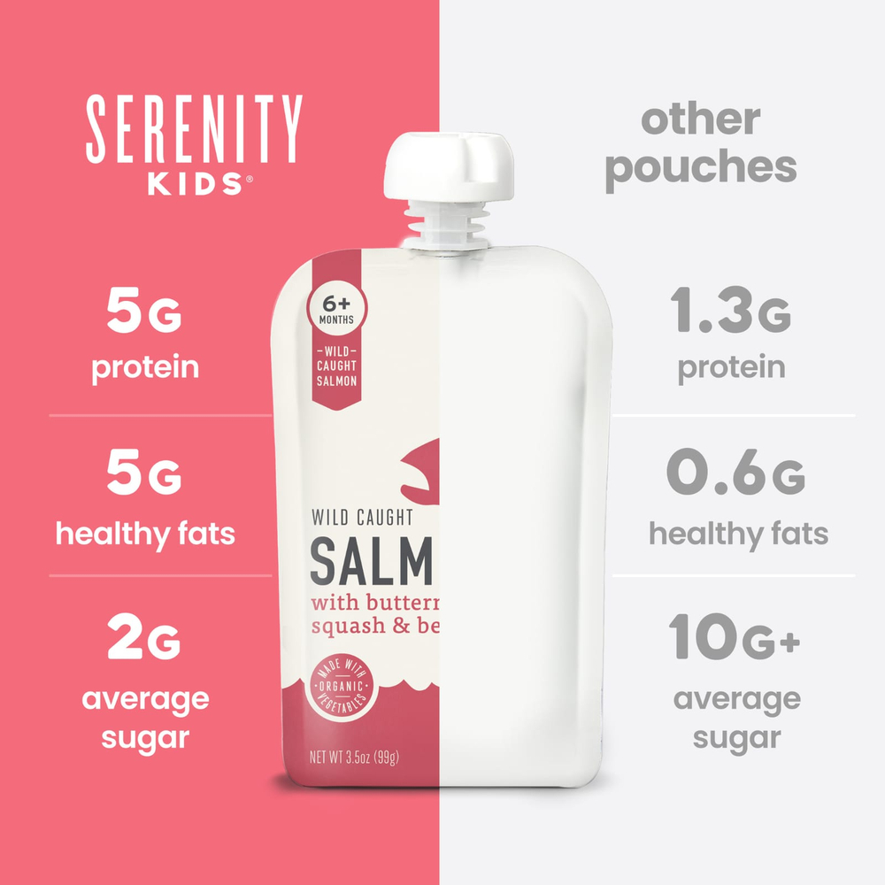 Serenity Kids, лосось дикого улова с мускатной тыквой и свеклой, для детей от 6 месяцев, 99 г (3,5 унции)