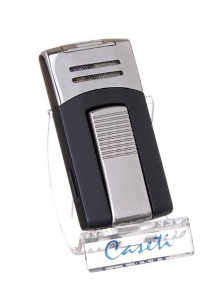 Зажигалка Caseti сигарная, турбо, черно-серебристая CA436-4