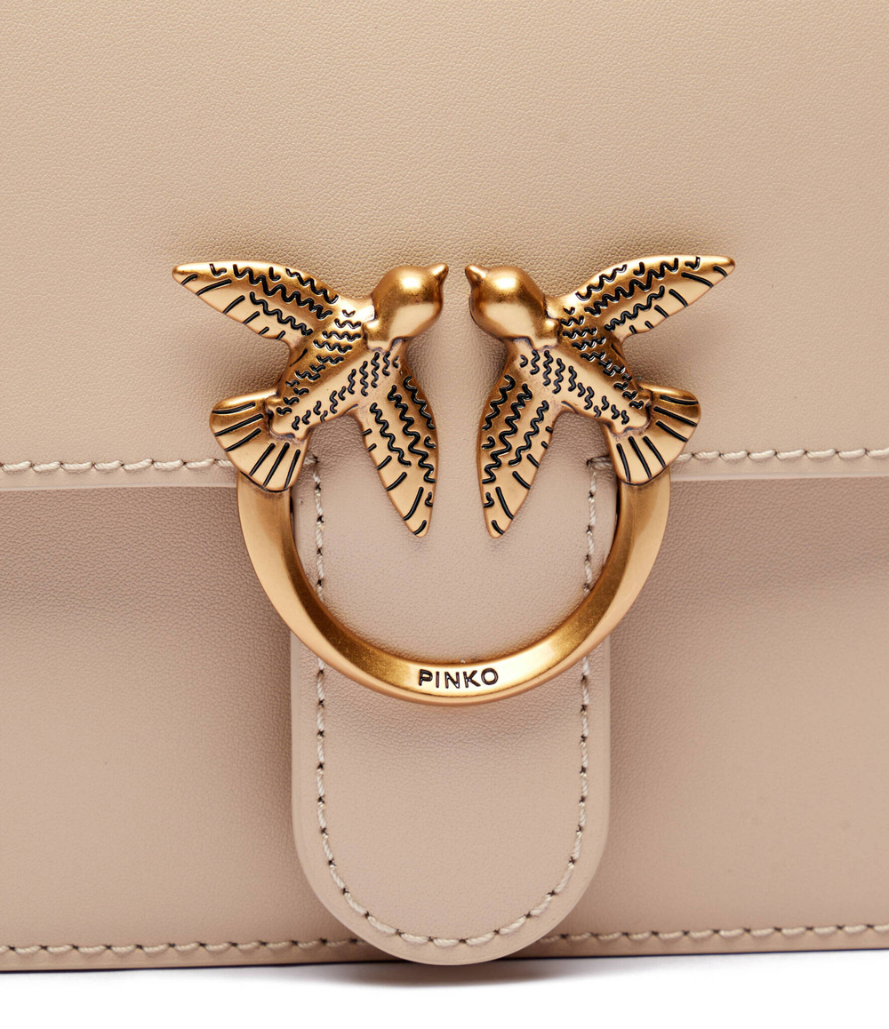 Кожаная сумка-трапеция Love One Top Handle Mini Pinko - бежевый(100071 A0F1)