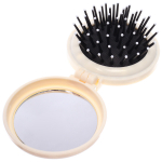 Расчёска массажная складная с зеркалом «БАМБИ БУМ», цвет капучино, d-6.5см (пакет с подвесом)