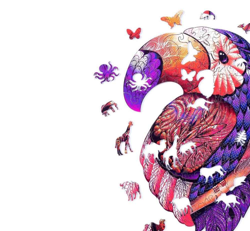 Радужный тукан Chapa - Деревянные пазлы разной формы, уникальные картины которые вы собираете сами