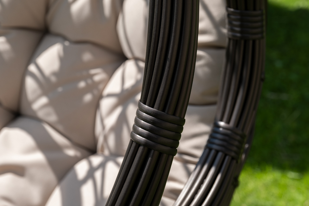 "Венеция" подвесное кресло-кокон из искусственного ротанга, цвет бронзовый с бежевой подушкой