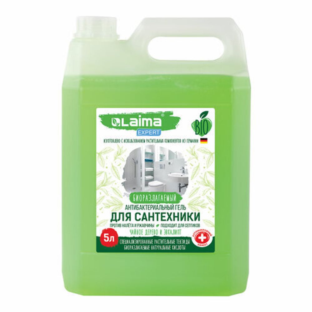 Средство для сантехники антибактериальное 5 л, LAIMA EXPERT "Чайное дерево и эвкалипт", гель, 607762