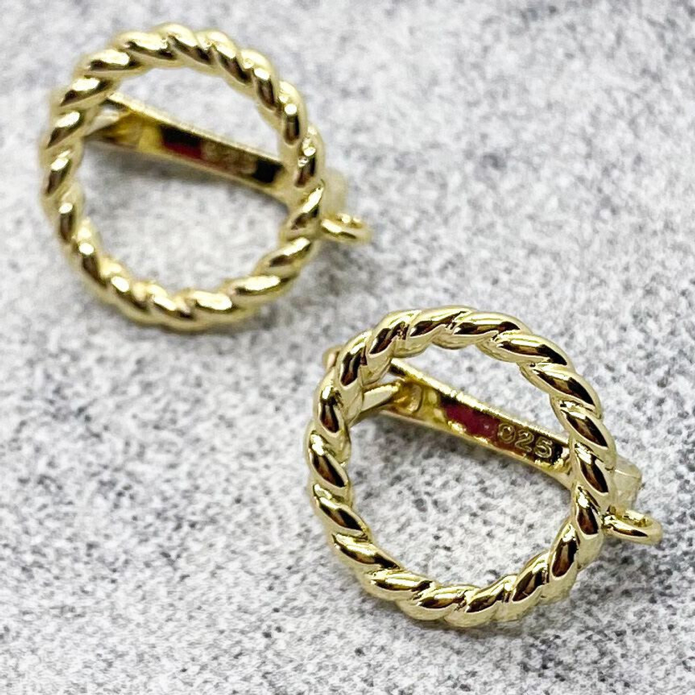 Ювелирные швензы с позолотой, размер 15*17 мм, цена за пару