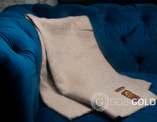 Одеяло детское шерстяное из яка (Монголия) 110х140 см. - серо-бежевое