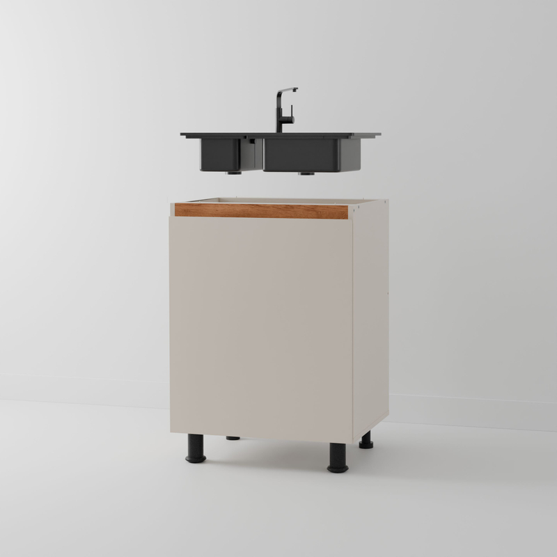 Кухонный модуль напольный, 60х45х83, Виго, под мойку, тумба под раковину с дверью, на ножках, серый / дуб, Dipriz