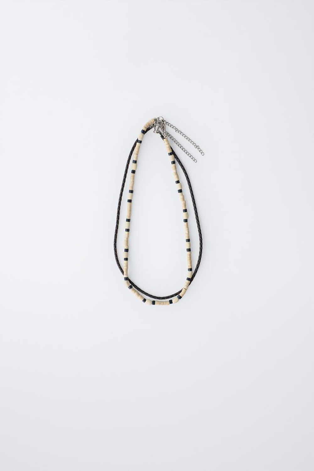 ZARA НАБОР ИЗ ДВУХ ОЖЕРЕЛЕЙ ИЗ ДЕРЕВЯННЫХ БУСИН, ЧЕРНЫЙ/БЕЛЫЙ