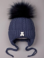 Шапка зимняя вязаная с помпоном для детей