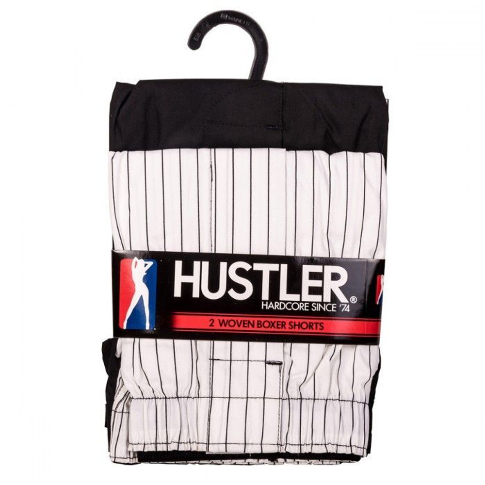 Комплект из 2 мужских трусов-шортов: чёрных и белых в полоску (Размер: S) (Цвет: черный с белым)