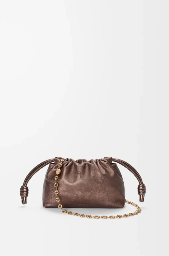Loewe Мини-сумка Flamenco из телячьей кожи с муаровым принтом, бронзовый