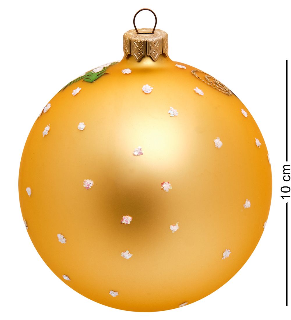 НФШ-1464 Ел.украшение Шар «Дед Мороз и дети» золотой 100 мм