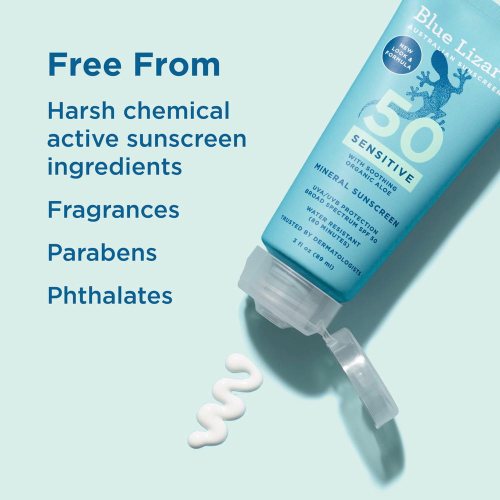 Blue Lizard Australian Sunscreen, солнцезащитное средство, для чувствительной кожи, SPF 50, 89 мл (3 жидк. унции)