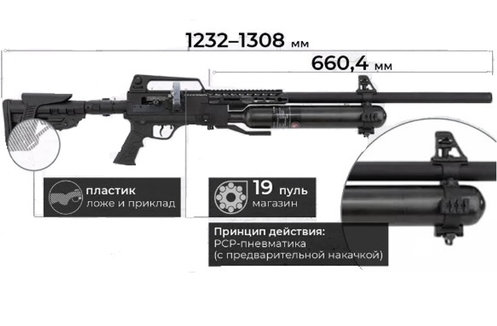 Винтовка пневматическая Hatsan Blitz 777 (PCP, автомат) 6,35 мм