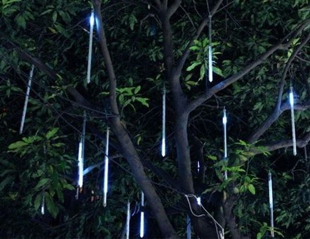 Уличная Гирлянда: холодный белый "Тающие сосульки" для елок от 3 до 19 м