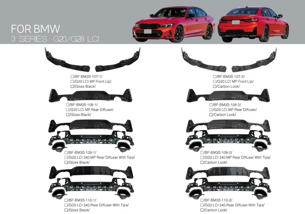 Диффузор заднего бампера с насадками на выхлоп для BMW 3 серии G20 | G28 2022+ БМВ