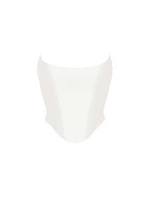 Топ корсетного типа из эко-кожи с отстрочками