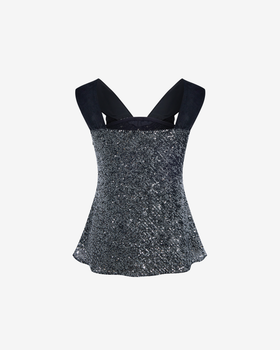 Топ из пайеток и бархата с бантом