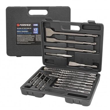 Набор сверл по бетону и штроберов 17 предметов в кейсе Forsage F-23586