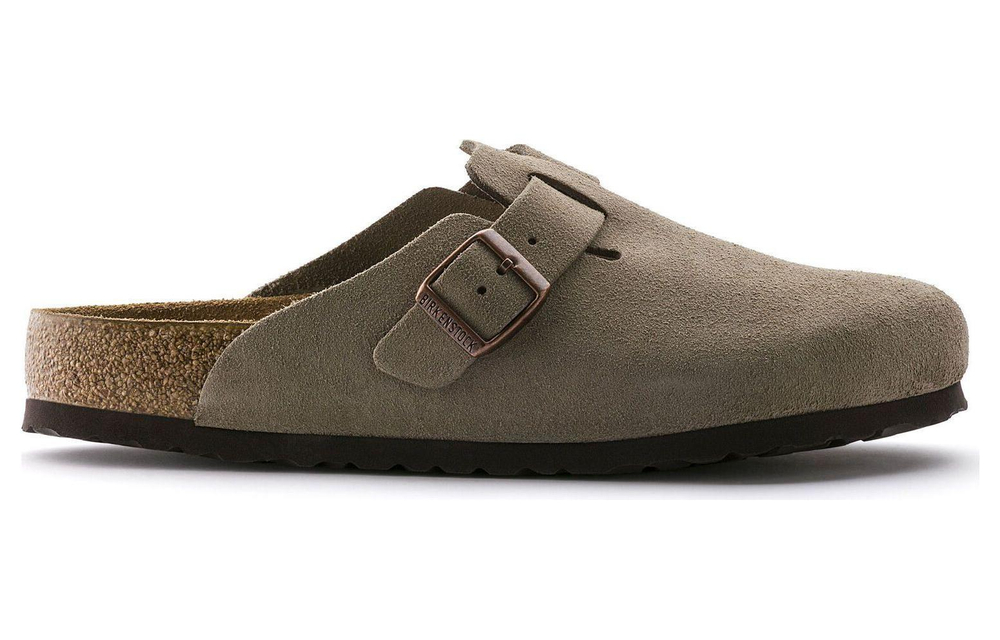 Boston Birkenstock Soft Footbed Suede "Taupe"