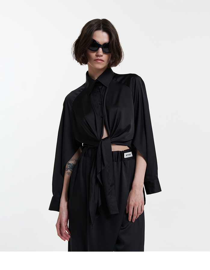 Black silky shirt