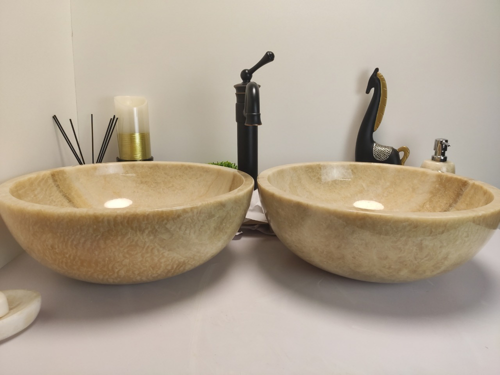 Раковина из оникса ПАРА! Bowl Yellow TinLip BO-60328 40*40*15