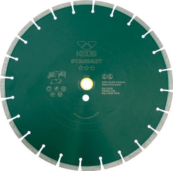 Диск алмазный KEOS Standart сегментный (бетон) 350мм/25.4/20 (DBS02.350)