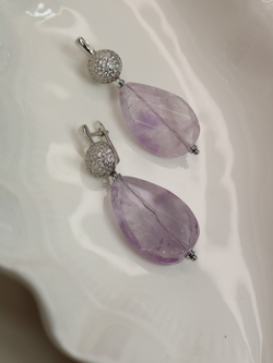 Серьги с крупным аметистом «Лиловый акцент»