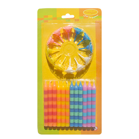 Свечи с Держателями в Полоску 12шт