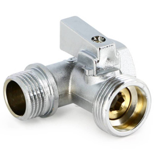 Кран Uni-Fitt шаровой ННВ 1/2"x3/4"х1/2" проходной для стиральных машин, флажок, хромированный