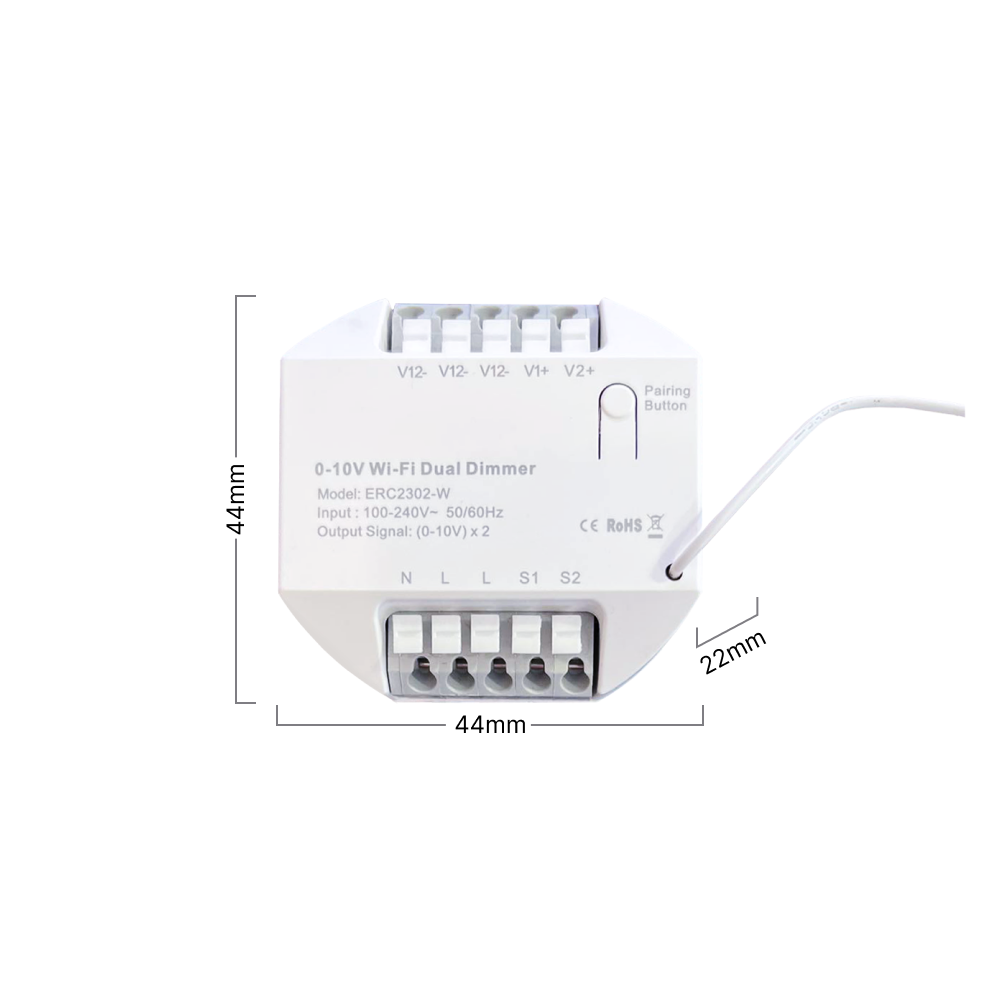 Реле диммер 0-10V GRITT Core 2. 0 в подрозетник 2 линии 433 + WiFi, CR2302W