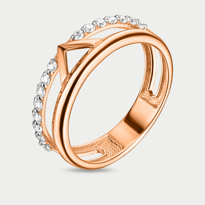 Кольцо женское из розового золота 585 пробы с фианитами (арт. 026781-1102)