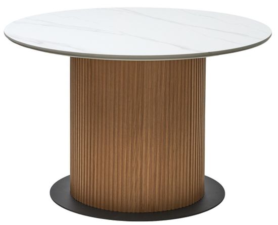 Стол MESA D120 цвет БЕЛЫЙ МРАМОР M326 / Каркас OAK