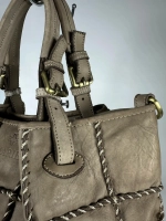 Женская сумка из натуральной винтажной кожи цвет тауп