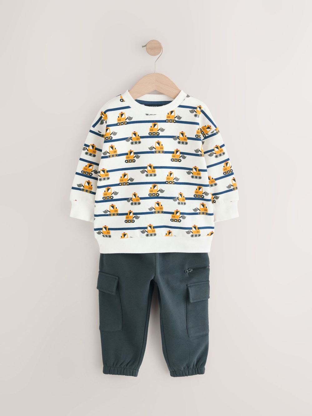 Лонгслив и джоггеры в комплекте для мальчика Next E60-678, Белый, Темно-серый