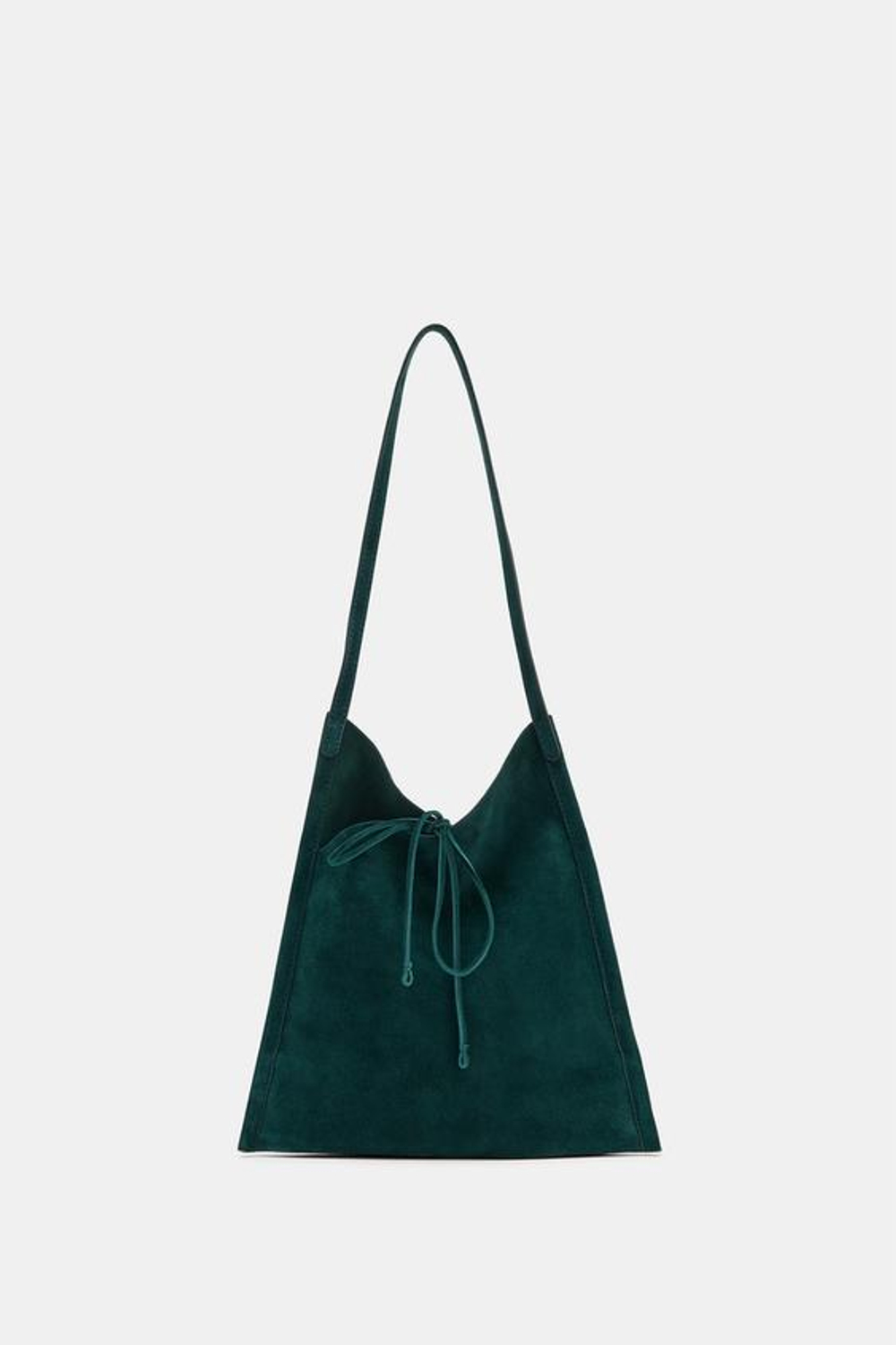 ZARA МИНИ-ПЛОСКАЯ КОЖАНАЯ СУМКА С БАНТОМ, ЗЕЛЕНЫЙ