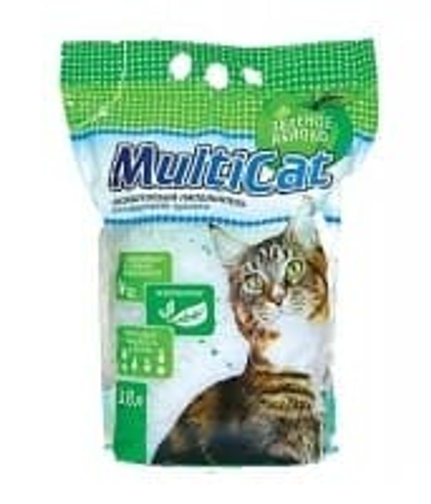 Наполнитель для кошачьего туалета "MULTICAT" 3.8л (силикагелевый зеленый с запахом яблока)