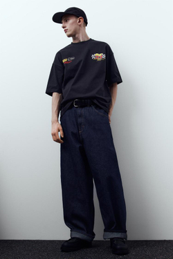 PULL&BEAR Футболка c принтом "Тачки", черный