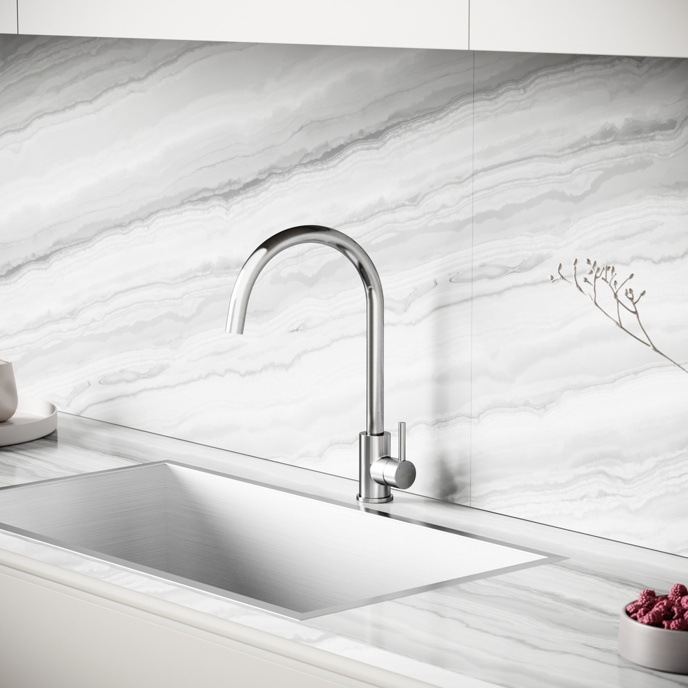 Смеситель для кухни из нержавеющей стали Sancos Stainless, с поворотным R изливом, SC12001SS