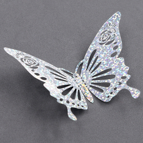 Набор для украшения «Бабочки», 12 штук, голография, пластик