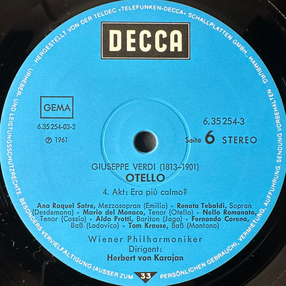 Верди - Отелло 3LP (Германия)